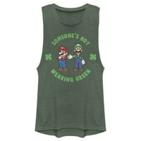 Junior Nintendo Super и Luigi St. Patrick's Day, които не носят зелена фестивална мускулна графична тройка Pine Green Heather Medium