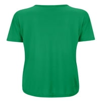 Noilla жени тениска екипаж на врата на врата с къс ръкав Дам дами свободен пуловер Слънчогледов принт Блуза Зелена S