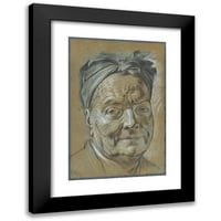 Maurice -Quentin de La Tour Black Modern Famed Museum Art Print, озаглавен - Портрет на Луи де Силвестър