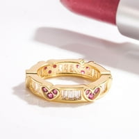 duhgbne диамант червено сърце пръстен злато роза червен любовен пръстен бижута размер 7