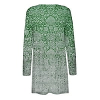 Tking fashion дамски плюс размер лек кардиган с дълъг ръкав отворени предни джобове за печат дълги палта зелени 5xl