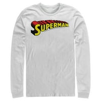 Мъжки Супермен класически текст лого Дълъг ръкав риза атлетичен Хедър голям