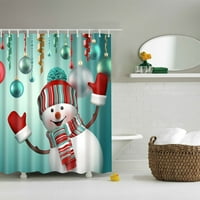Сураки Коледа завеса за душ водоустойчив полиестер снежен човек завеса за душ с куки за душ кабина зелен 70.86 кс70. 86
