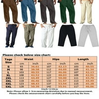 Мъжки Панталони Прави Крака Ежедневни Шезлонги Свободни Дълги Панталони Шнур Плътен Цвят Панталони Ежедневни Летни Плажни Панталони