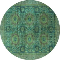 Ahgly Company Machine Wareable Indoor Round Oriental Turquoise Blue Modern Area Cugs, 8 'Round
