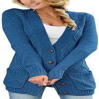 Luvamia дамски отворен преден пуловер Кардиган Бутони с дълъг ръкав кабел плетани джобове, размер S-2XL