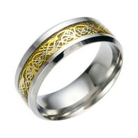 Стоманена стомана със сребърен неръждаема титаниев пръстен Дракон Дракон пръстен Златни пръстени Прости пръстени за жени пръстен змия сгъваеми пръстени пръстен за чекок за жени пръстен за тийнейджърски момчета