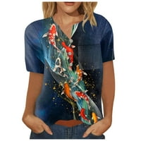 Върхове за жени ежедневни пролетни бутон надолу риза Небрежно модна отпечатана флорална шарка с късо ръкав риза
