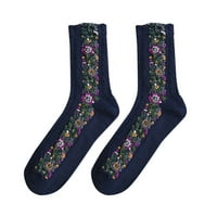 Cuhas чорапи творчески ретро малък флорален пачуърк цвят ежедневни чорапи за компресия на памук за жени