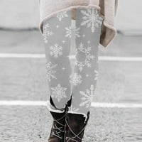 Коледна зима жени тренировки гамаши снежинка отпечатана модна ежедневна дълга панталони тънък прилягане на еластични гамаши с висока талия за Коледа
