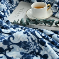 Луксозно меко отпечатано одеяло от Флийс с декоративни пискюли за легло,диван,50 60