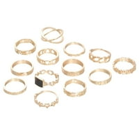 Винтидж комплект пръстен se пънк метален пръстен звезда черен комплект пръстен, злато