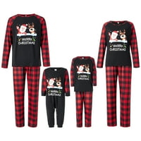Коледно семейно съвпадение на пижама комплект анимационен филм с дълъг ръкав върхове карирани панталони комплекти за сън