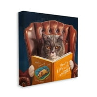 Ступел индустрии ядосан котка четене куче книга котка домашен любимец хумор платно стена изкуство дизайн от Лусия Хефернан, 30 30