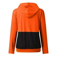 Дамски Суитчъри мода случайни отпечатани блуза с дълъг ръкав С качулка пуловер върхове пуловери оранжеви Връхни дрехи
