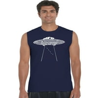 Поп арт мъжка дума изкуство Тениска без ръкави-летяща чиния НЛО