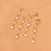 Toyella Temperament Wild Fashion Pearl Crystal Beaded Long Ear Clip