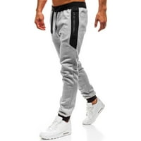 IOPQO Небрежни панталони за мъже Мъжки твърд цвят случайни спортни панталони с цип джобни цветове панталони сиви + xxl