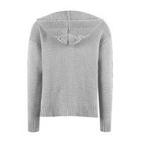 Дами ежедневни модни дебели плътни цветни плетани жилетка пуловери пуловери за жени пуловер пуловер сив L