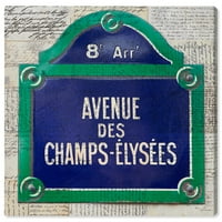 Уинууд типография и Цитати Пано за стена платно отпечатъци 'Парижки' пътуване Цитати и поговорки-синьо, зелено