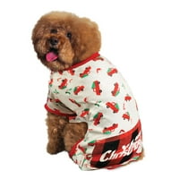 Празнично време плета Джърси Весела Коледа Реколта камион печат пижама с Фау седалка капак за кучета, м