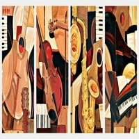 Класически репродукции на абстрактни джаз картини; Пиано, сакс, цигулка, китара; Четири плаката