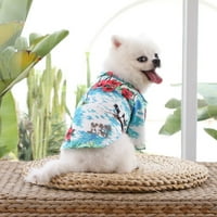 Хавайски стил флорална кучешка риза домашен любимец летни тениски пот хавайски отпечатани дрехи за домашни любимци, дишащи готини дрехи плажни морски риза кученце за малки кучета небесно синьо l