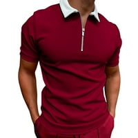 Мъжки мускули отхвърлете ризите на яката тънък прилягане на късо ръкав Цвят на голф тениски с цип тениски меки тийнейджъри