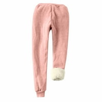 Ilainilye Fashion Sweatpants Жени зимни руно дебели изолационни панталони отпечатани гамаши с джобове еластични тали