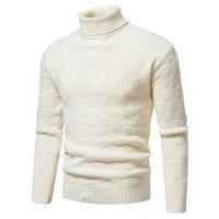 пуловери за мъже Зимна мода ежедневни трикотажни вълнени Поло Плътен цвят пуловер яке отгоре