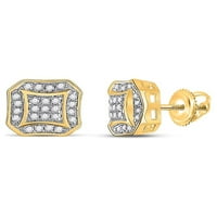Bocagold 10kt жълто злато мъжки кръгли диамантени квадратни клъстерни обеци cttw