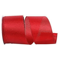 Хартиена Коледна червена метална панделка, 10д 2.5 инча, 1 пакет