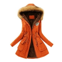 Tking модна дамска жилетка зимно топло палто яке с качулка тънка зима изходни палта кардиганни пуловери за жени оранжево s
