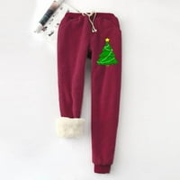 Purcolt Christmas Plus Sube Sweatpants for Women, Оплакани от руно гамаши зимни топли шерпа термична тренировка с висока талия джогинг панталони ежедневни панталони с йога с джобове