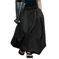 Sunisery женски пролетен солиден цвят пола с висок цвят на талията с джобове