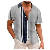 Риза с къс ръкав Мъжки небрежна риза с къс ръкав Разхлабена риза с джоб