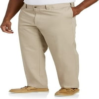 Големи и високи основи от DXL мъжки панталони с плосък фронт, Khaki, 52W 32L