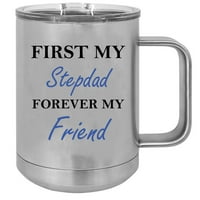 Първо Моят доведен баща завинаги моят приятел Оз Сребърен неръждаема стомана Двойна стена изолирани пътуване дръжка чаша за кафе с плъзгач капак