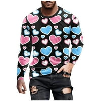Мъже риза с дълъг ръкав лек ежедневен кръгъл врат с дълъг ръкав пуловер Свети Валентин 3D отпечатани мъжки тениска блуза свободно светло синьо размер xxxxxl