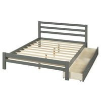 Грей платформа легло с чекмеджета, пълна платформа легло рамка с дървена летва подкрепа Табла, спалня мебели, перфектно платформа легло за вашето семейство
