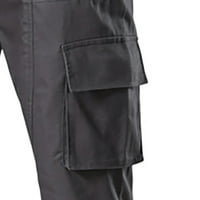 Мъже стилни джобни джобни джобни гащеризми панталони в сив