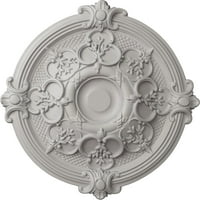 Екена Милуърк 3 8 од 3 4 П Хамилтън таван медальон, ръчно рисуван ултра чисто бял