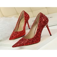 Eloshman Womens Non-Slip Slip on Pumps Work Fashion Healed Reles Shoes Wedding Lightweight Toide Toe High Heel Red 8