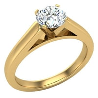 0. Карат е срещу кръг брилянтен диамантен годежен пръстен за жени 18к Златен зъбен комплект