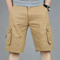Guvpev Мъжки модни разхлабени ежедневни шорти на открито Мулти джобни минимализъм товарни панталони - Khaki 32