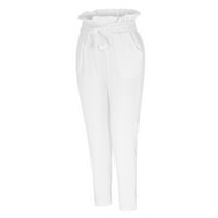 Аайметски дамски гащински джоги с джобове с джобове за жени ветровити меки йога панталони жени суитчовеци за жени джоги, бели L