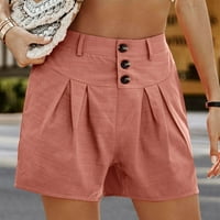 Окбоп спортни шорти за жени лято пролет Плътен цвят хлабав бутон джоб шорти панталони Делфин Шорти Розово с