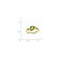 14k жълто злато Rhodium Real Diamond и Peridot Square Ring