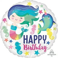 Anagram Mermaid Ocean Fun Fun Happy Birthday Foil Mylar Party Balloon 17