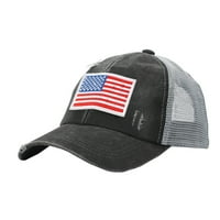 Unise Casual Flag бродерия мрежеста сплайс шапка регулируема измита бейзболна шапка за свободното време ваканция ежедневна шапка